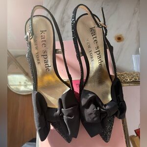 Kate Spade Glitter Black Bow Heels